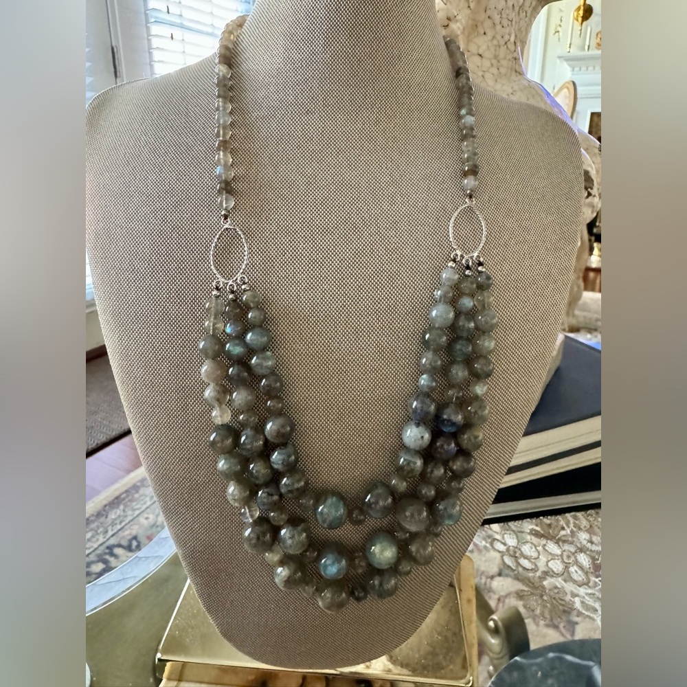 Gorgeous Labradorite Multi-Strand Gray Necklace - image 1
